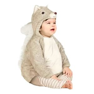 Infant Plush Gray Squirrel Baby Costume Hooded Pull-Over 6-12 Months